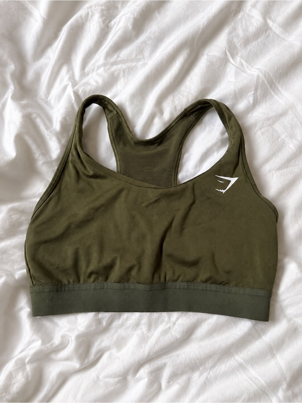 Gymshark Olive Racerback Sports Bra with Logo